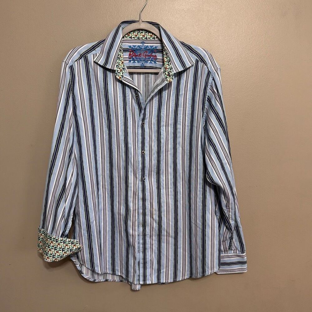 Robert Graham striped men’s dress shirt size large